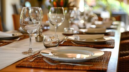 Fine table setting in gourmet restaurant