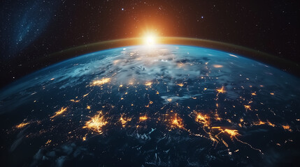 Obraz premium Abstract Concept about Earth and space, fantasy stars and universe. 4K Wallpaper and Background for desktop, laptop, Computer, Tablet, Mobile Cell Phone, Smartphone, Cellphone