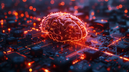 Artificial Intelligence 3D Abstract Concept, fantasy AI processor on electronic circuit board. 4K Wallpaper and Background for desktop, laptop, Computer, Tablet, Mobile Cell Phone, Smartphone