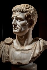 Detailed sculpture of a male figure with intricate facial features and ornate clothing