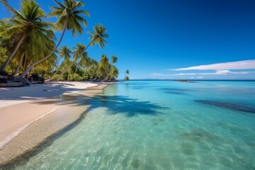 Fototapeta premium Tropical beach with palm trees and turquoise waters