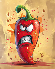 red hot chili pepper illustration for hot chili products 