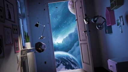 Opening the Door To Knowledge the Universe Learning Augmented Reality Virtual Realm Creativity Science Fiction and Imagination Concept
