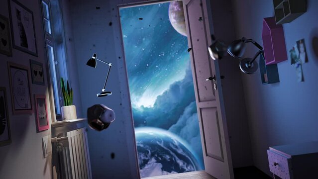 Opening the Door To Knowledge the Universe Learning Augmented Reality Virtual Realm Creativity Science Fiction and Imagination Concept
