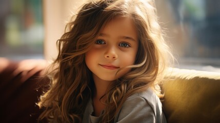 Obraz premium Smiling young girl with curly hair