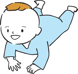 手書き線画　フルカラー　かわいい赤ちゃん　ズリバイ