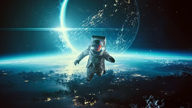 Astronaut Floating in Space and Time Bending Laws of the Universe Learning Augmented Reality Virtual Realm Creativity Science Fiction and Imagination Concept