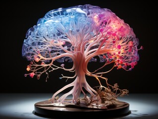 Colorful glass sculpture of a tree