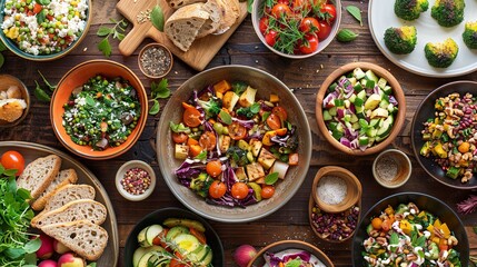 Fototapeta premium Wholesome Feast: Present a feast for the senses with images of nutrient-dense meals that promote health and vitality in every bite.