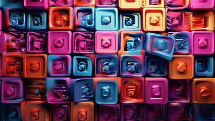 Eclectic Splendor: Random Colorful Wallpaper with Vibrant 3D Designs PNG Illustration