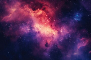 Fototapeta premium Fantasy space scene with glowing nebula. Illustration of a background with a majestic space theme.