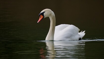 mute swan in lake background white swan swimming on water cygnus olor