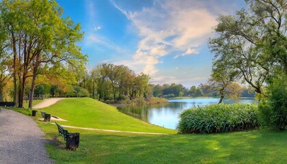 tranquil panoramic scenery in a beautiful park