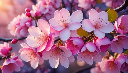beautiful watercolor pink cherry blossom illustration generative ai