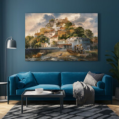 living room with wall art