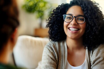 Confident diverse African American female counselor therapist demonstrating empathy with patient, mental health concept