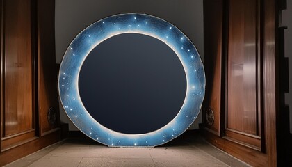 circle light frame blue on transparent background png file