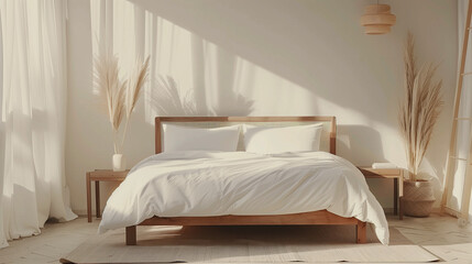 Fototapeta na wymiar bedroom with bed in white