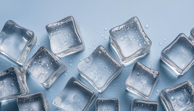 top view crystal clear ice cubes isolated copy space background ai generated image