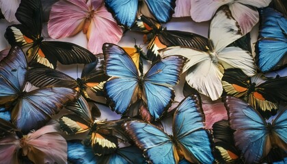 colorful background of multi colored butterflies full frame