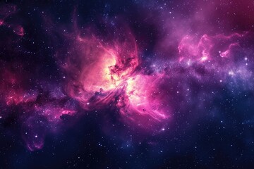Radiant nebula illuminating the dark universe. Illustration of a background with a majestic space theme.