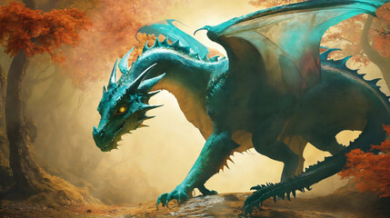 Majestic dragon in medieval era Generative Ai