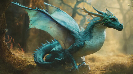 Majestic dragon in medieval era Generative Ai