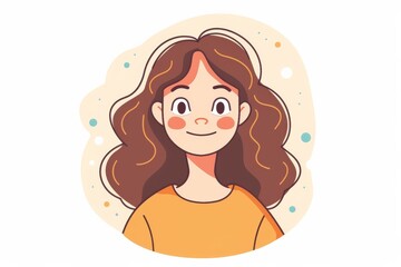 Charming illustration of a smiling ginger-haired young woman, ideal for creative and editorial projects