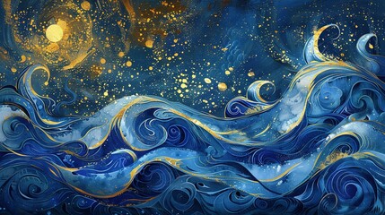 Whispering Waves: Fairytale Navy and Yellow Symphony
