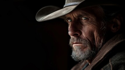 Cowboy portraits in a dramatic chiaroscuro style, National Day of the Cowboy
