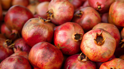 Stack of Fresh Pomegranates