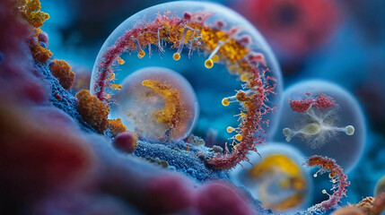 Microscopic worlds of cells organisms and molecular structures Generative Ai