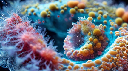 Microscopic worlds of cells organisms and molecular structures Generative Ai