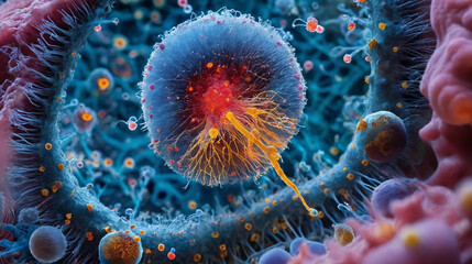 Microscopic worlds of cells organisms and molecular structures Generative Ai