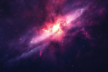 Colorful galactic core with swirling cosmic dust. Illustration of a background with a majestic space theme.