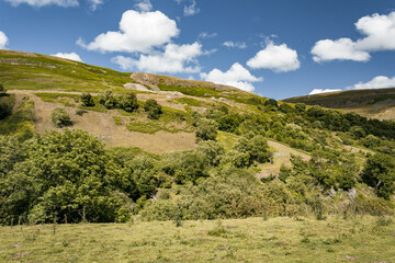 Yorkshire Dales landscape with mountains and sky (Swaledale near Muker)
