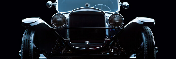Illuminated Vintage Car Against Dark Background