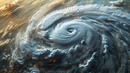 This image shows a massive hurricane from above, with swirling clouds and an eye at the center indicating its powerful and organized structure.