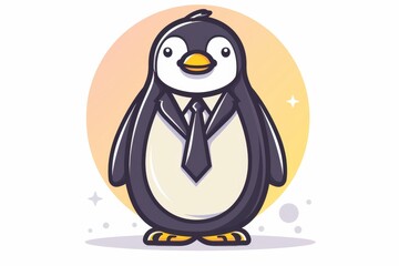 Lovely cartoon penguin in business attire representing professionalism with an adorable and friendly aesthetic