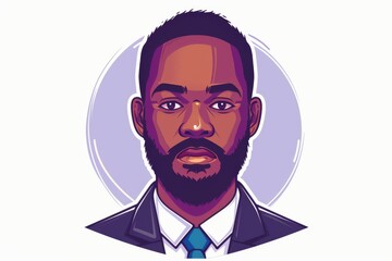 Modern and polished corporate branding: professional male avatar with a beard in digital illustration