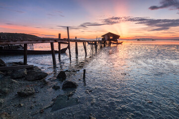 Sunset serenity at rustic pier