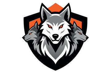 A stylized emblem featuring a trio of wolf heads © PixelPaletteArt