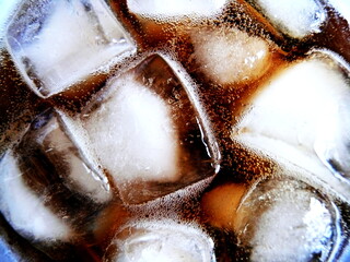 Close-up of ice cubes in a beverage