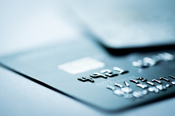 Close-up of credit card details in soft focus