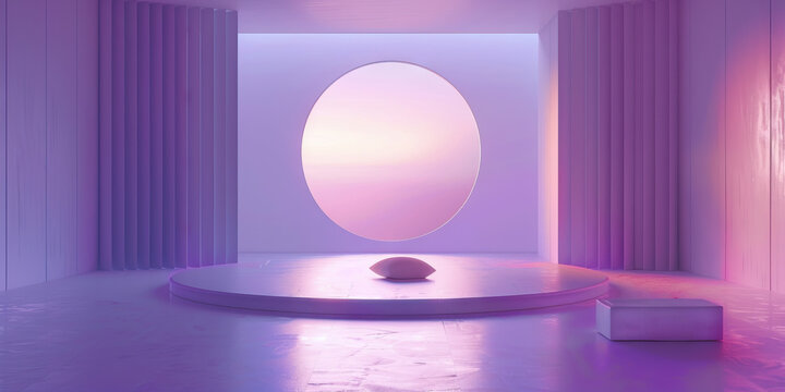 Mindful Meditation Space: Minimalist Design with Pale Purple Color, Ideal for Meditation and Mindfulness Themes
