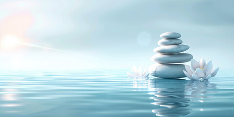 Wellness Retreat: Clean Background with Light Blue Hue, Symbolizing Relaxation and Refreshment