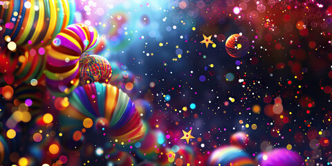Carnival Extravaganza: Abstract Carnival Background with Bright Colors and Circus Elements, Perfect for Musical or Comedy Plays