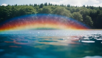 rainbow over the lake create with ai