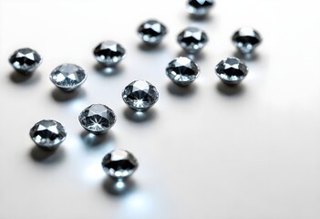 Scattered diamonds and silver beads on a light background create with ai