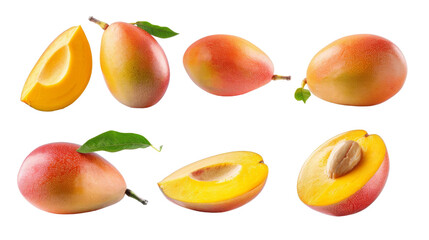 A set of 6 images of a mango, PNG File White BG